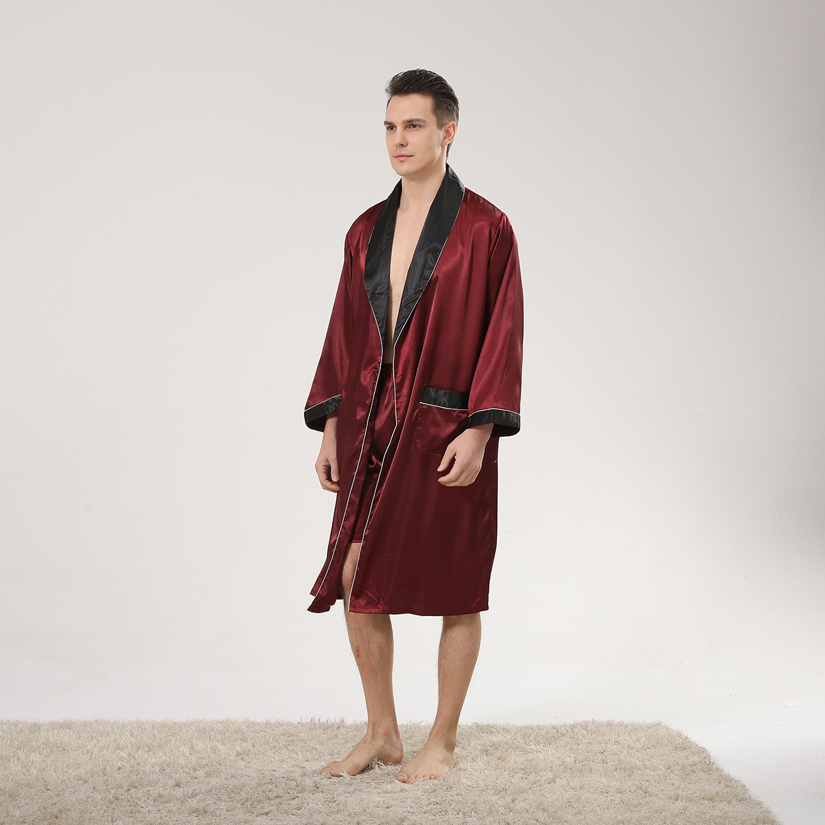 الربيع الأسود شال طوق الأحمر ا - مراجعة Men'S Kimono Accessories وسعره